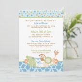 Wild Jungle Animals Baby Boy Shower Invitation Kaart (Staand voorkant)