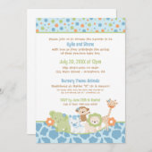 Wild Jungle Animals Baby Boy Shower Invitation Kaart (Voorkant / Achterkant)