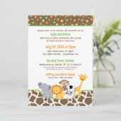 Wild Jungle Animals Baby Shower Invitation Kaart (Staand voorkant)