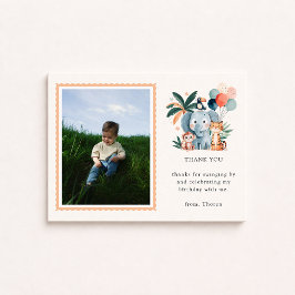 Wild Jungle Birthday Party Photo Thank You Card Kaart