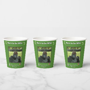 Wild Jungle Gorilla Verjaardagsontwerp Papieren Bekers