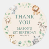 Wild Jungle Safari Animals Birthday Ronde Sticker (Voorkant)
