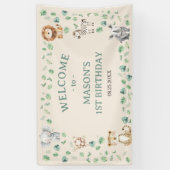 Wild Jungle Safari Animals Birthday Spandoek (Verticaal)