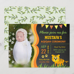 Wild Jungle Safari Baby Tijger Aqiqah Foto Kaart