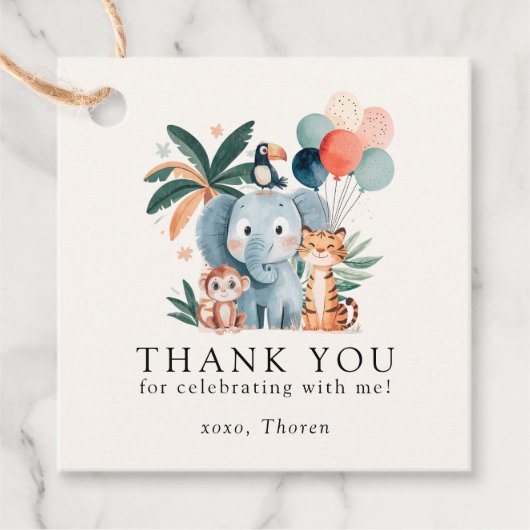 Wild Jungle Theme Birthday Party Bedankjes Labels (Voorkant)