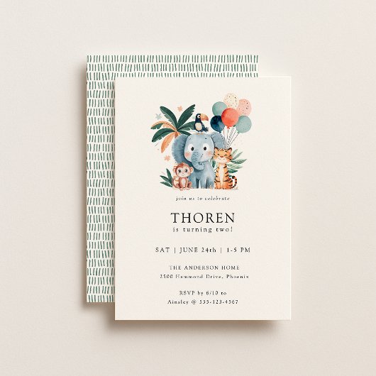 Wild Jungle Theme Birthday Party Kaart