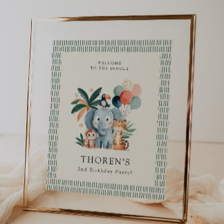 Wild Jungle Theme Birthday Party Welcome Poster