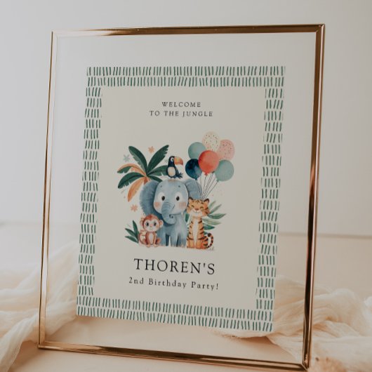 Wild Jungle Theme Birthday Party Welcome Poster
