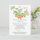 Wild Jurassic Dinosaur Baby shower Kaart (Staand voorkant)