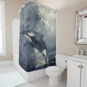 Wild Killer Whale Jumping Douchegordijn (In situ)