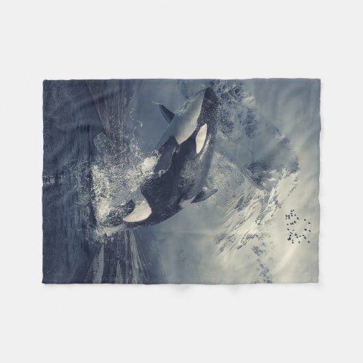 Wild Killer Whale Jumping Fleece Deken (Voorkant (Horizontaal))