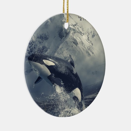 Wild Killer Whale Jumping Keramisch Ornament (Rechts)