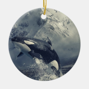 Wild Killer Whale Jumping Keramisch Ornament