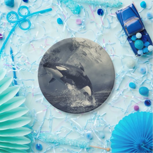 Wild Killer Whale Jumping Papieren Bordje (Feest)
