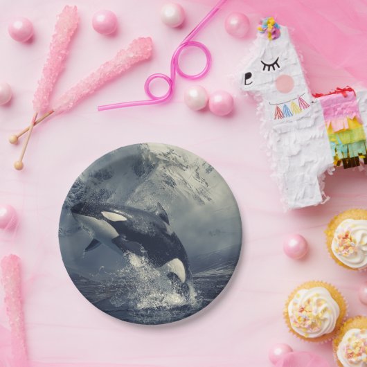 Wild Killer Whale Jumping Papieren Bordje (Feest)
