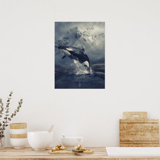 Wild Killer Whale Jumping Poster (Keuken)