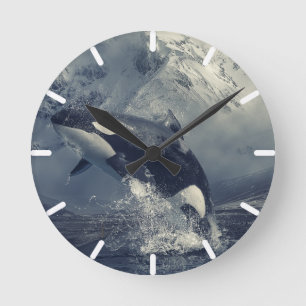 Wild Killer Whale Jumping Ronde Klok