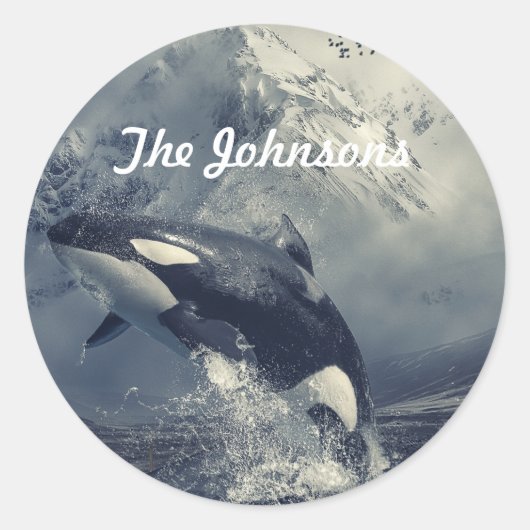 Wild Killer Whale Jumping Ronde Sticker (Voorkant)