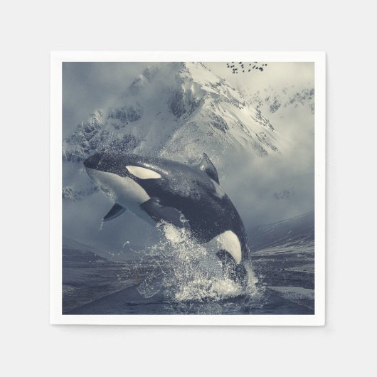 Wild Killer Whale Jumping Servet (Voorkant)