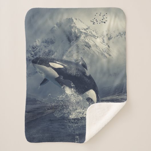 Wild Killer Whale Jumping Sherpa Deken (Voorkant)