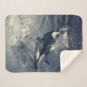 Wild Killer Whale Jumping Sherpa Deken (Voorkant (horizontaal))