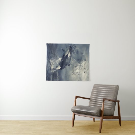 Wild Killer Whale Jumping Wandkleed (In Situ (horizontaal))