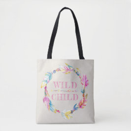 Wild kind kleurrijke waterverf art bag tote bag