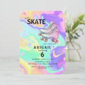 Wild Kleuren Meisje Roller Schaatsen Verjaardagsfe Kaart (Staand voorkant)