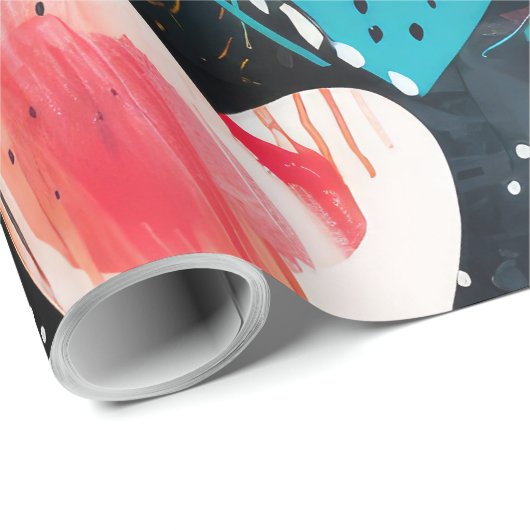 Wild, kleurrijk hart cadeaupapier (Rol Hoek)