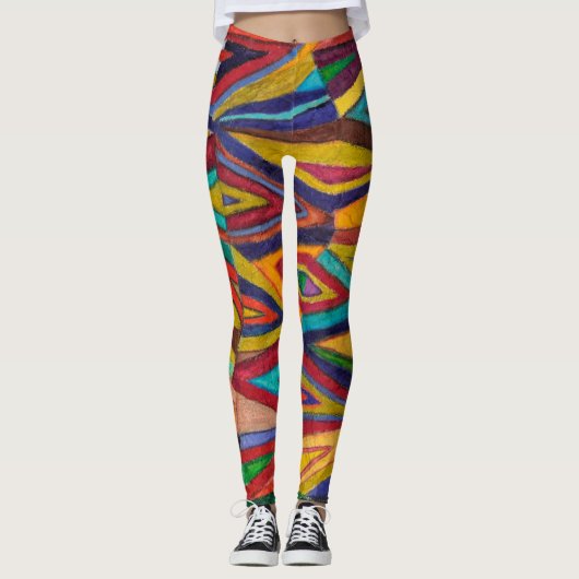 wild kleurrijk, origineel, geometrisch ontwerp leggings (Voorkant)