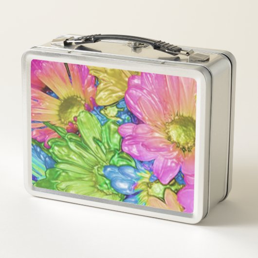 Wild Kleurrijke Daisies #2 - Metal Lunchbox (Achterkant)