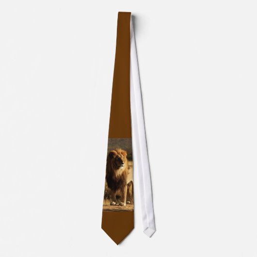 Wild Koninkrijk Lion Silky Mannen Necktie Stropdas (Voorkant)