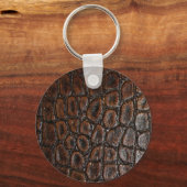 wild krokodilleder met bruine alligator sleutelhanger (Voorkant)