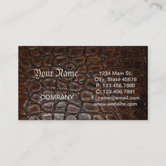 wild krokodilleder met bruine alligator visitekaartje (Voorkant)