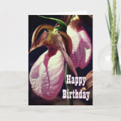 Wild Lady Slipper Orchid Flower Birthday Kaart (Voorkant)