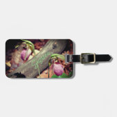 Wild Lady Slipper Orchid Flowers gepersonaliseerd Bagagelabel (Voorkant horizontaal)