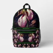 Wild Lady Slipper Orchid Flowers gepersonaliseerd Bedrukte Rugzak (Voorkant)
