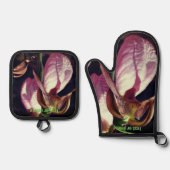 Wild Lady Slipper Orchid Flowers gepersonaliseerd Ovenwant & Pannenlap Set (Voorkant)