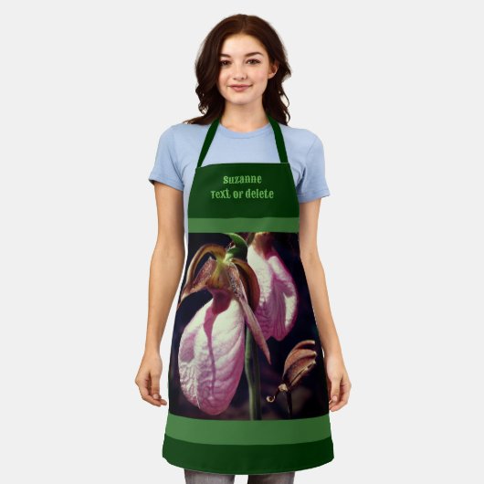 Wild Lady Slipper Orchid Flowers gepersonaliseerd Schort (Gedragen)