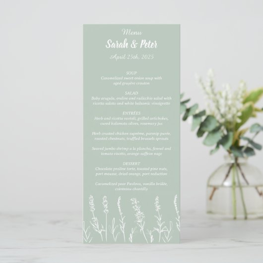 Wild Lavender Wedding Flat Menu (Staand voorkant)