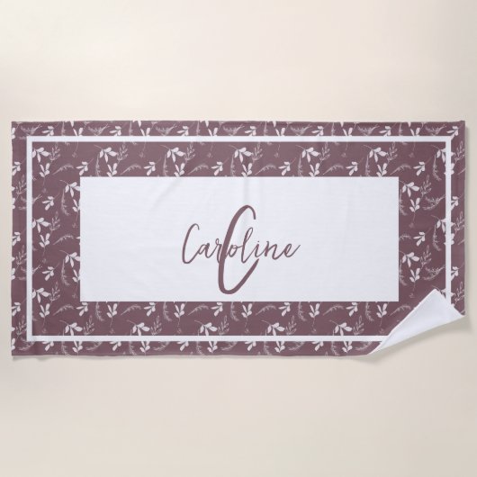 Wild Leaf Doodles Monogram Strandlaken (Voorkant)