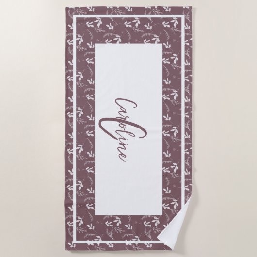 Wild Leaf Doodles Monogram Strandlaken (Voorkant)