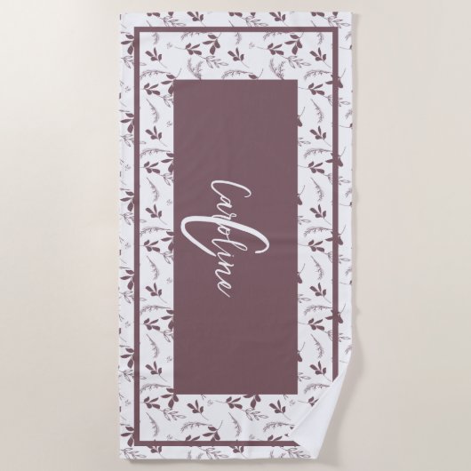 Wild Leaf Doodles Monogram Strandlaken (Voorkant)