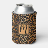 Wild Leopard Animal Print Patroon met Monogram Blikjeskoeler (Blikje Voorkant)