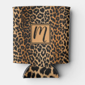 Wild Leopard Animal Print Patroon met Monogram Blikjeskoeler (Voorkant)