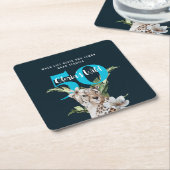 Wild Leopard Animals Blue Milestone Verjaardag Kartonnen Onderzetters (Schuin)