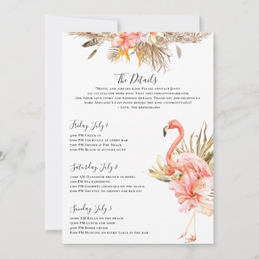 Wild Leopard Bachelorette Party Weekend Itinerary Kaart (Achterkant)