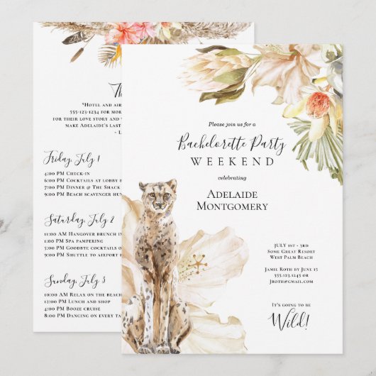 Wild Leopard Bachelorette Party Weekend Itinerary Kaart (Voorkant / Achterkant)