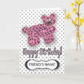 WILD Leopard Birthday Kaart Roze (Gele Bloem)