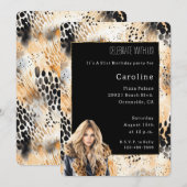 Wild Leopard Blond Vrouw Coat Animal Birthday Kaart (Voorkant / Achterkant)